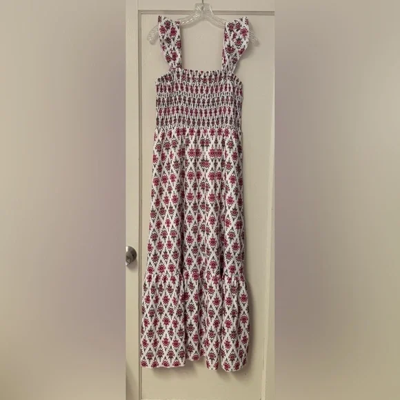 Floral Print Maxi Prairie Vibe Sundress Yoked Ruffled Size L New - Picture 4 of 12